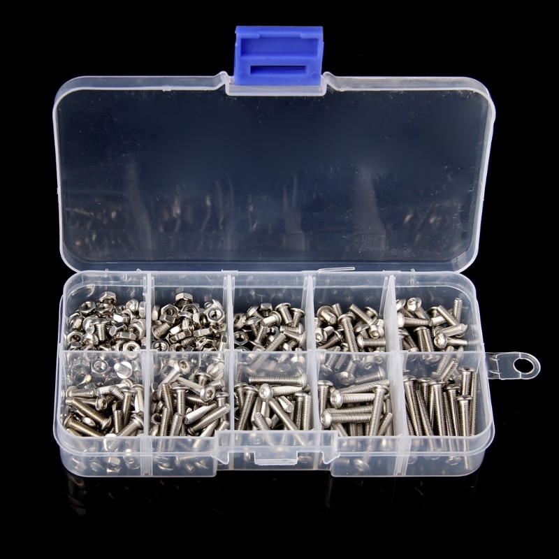 340Pcs M3 3mm Stainless Steel Button Head Allen Bolts Screws Nuts Assortment Kit