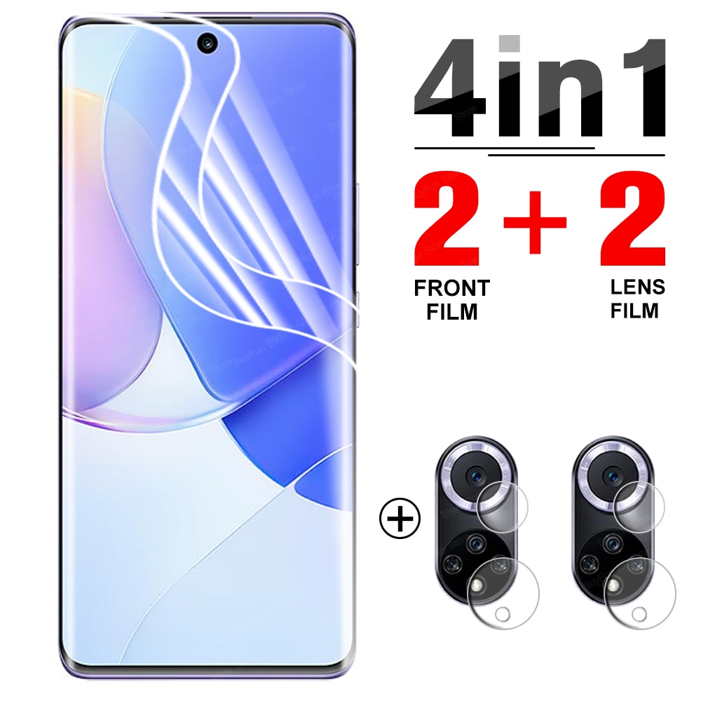 4 In 1 Hydrogel Film Voor Huawei Nova 9 Pro Screen Protector Beschermende Films Voor Nova9 NAM-LX9 AL00 Pro RTE-AL00 film Niet Glas: 2 X front 2 X lens / nova 9