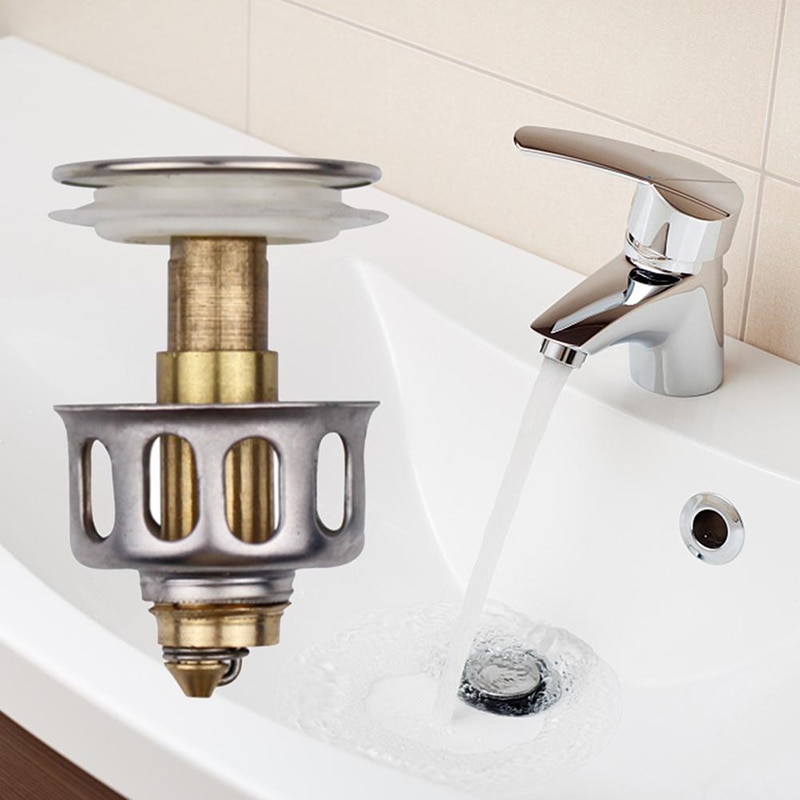 1 Pcs Rvs Spoelbak Drain Stopper Bounce Core Rvs Push Plug Filter Voor Badkamer Basin Drain