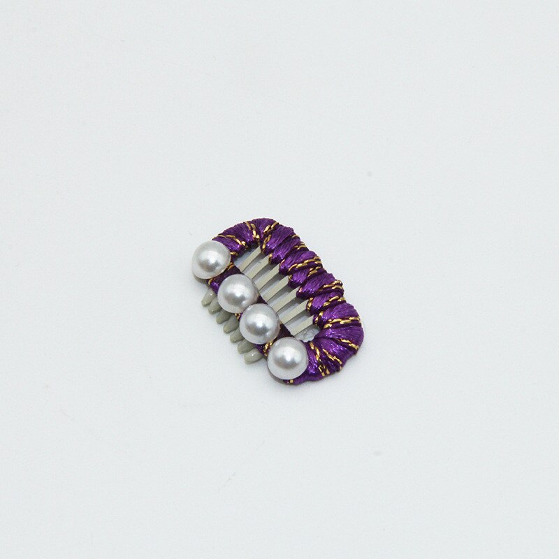 Pinza de acero para perros, Accesorios de belleza para el pelo de Yorkshire, decoración de perlas, BB, 1 pieza: purple