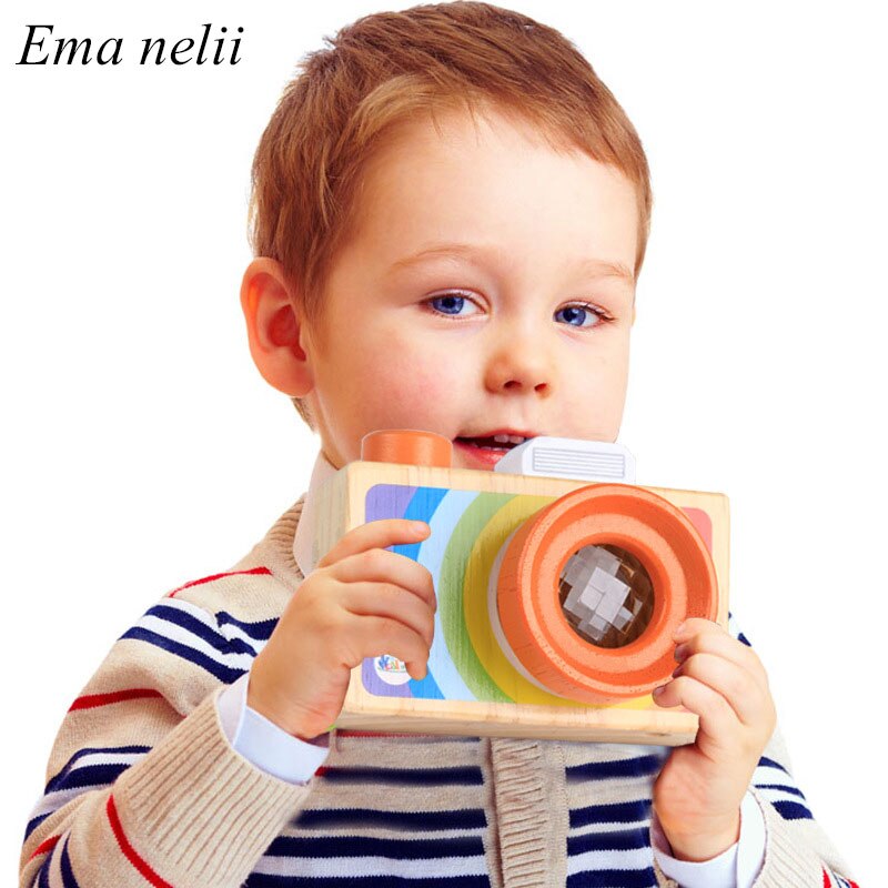 Baby Wooden Camera Kaleidoscope Toys Classic Cartoon Magic World Multi-prism Variety Bee Eye Effect Children Fun Toys