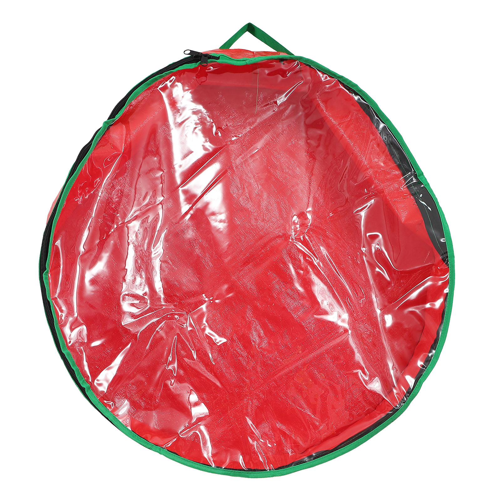 1pc Christmas Wreath Storage Bag Wreath Storage Container Party Decor with Clear Wreath visual window storage bag: Red
