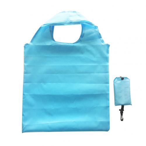 Genanvendelig mulepose bærbar sammenfoldelig miljøvenlig nylon indkøbstaske foldbar håndtaske shopper mulepose arrangør enkel: Himmelblå