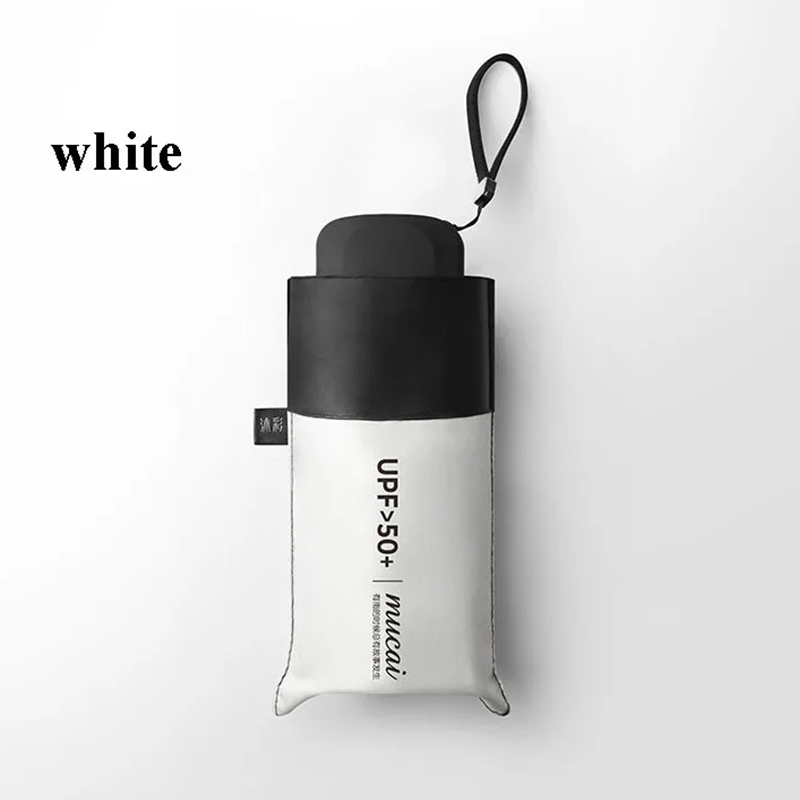 Ombrello compatto mini tascabile ottavino anti UV Paraguas Ombrello da suola Ombrelli portatili pieghevoli leggeri antivento per esterni: bianca