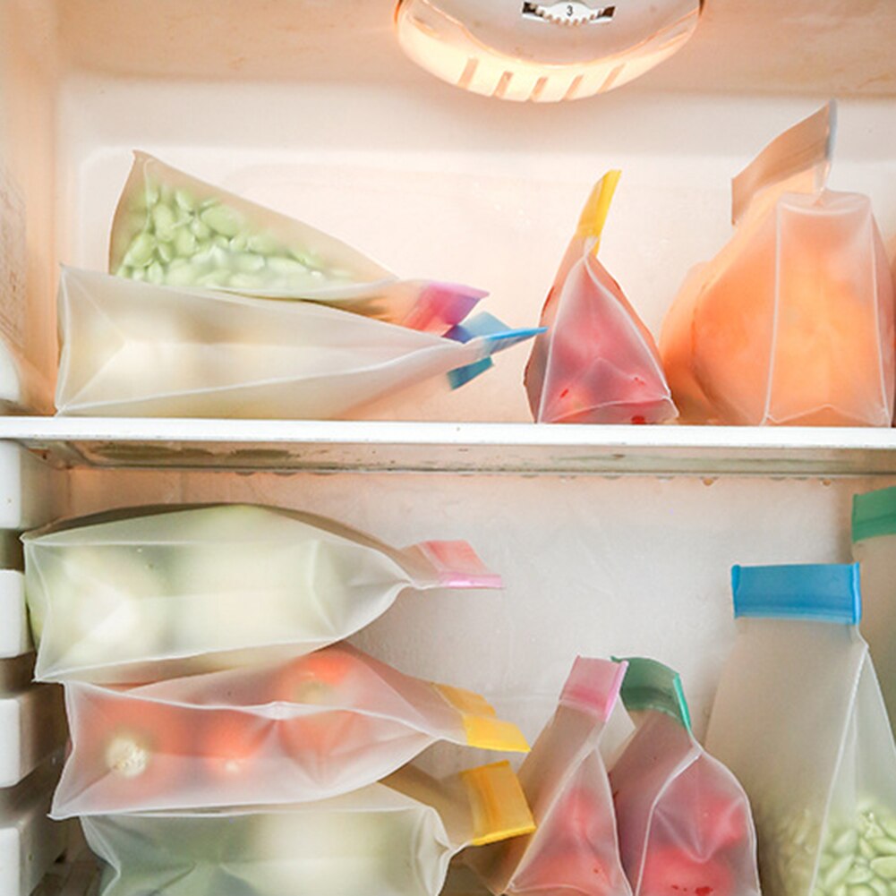 Clear Food Storage Set Stand Up Fresh Bags Leakproof Refrigerator Container