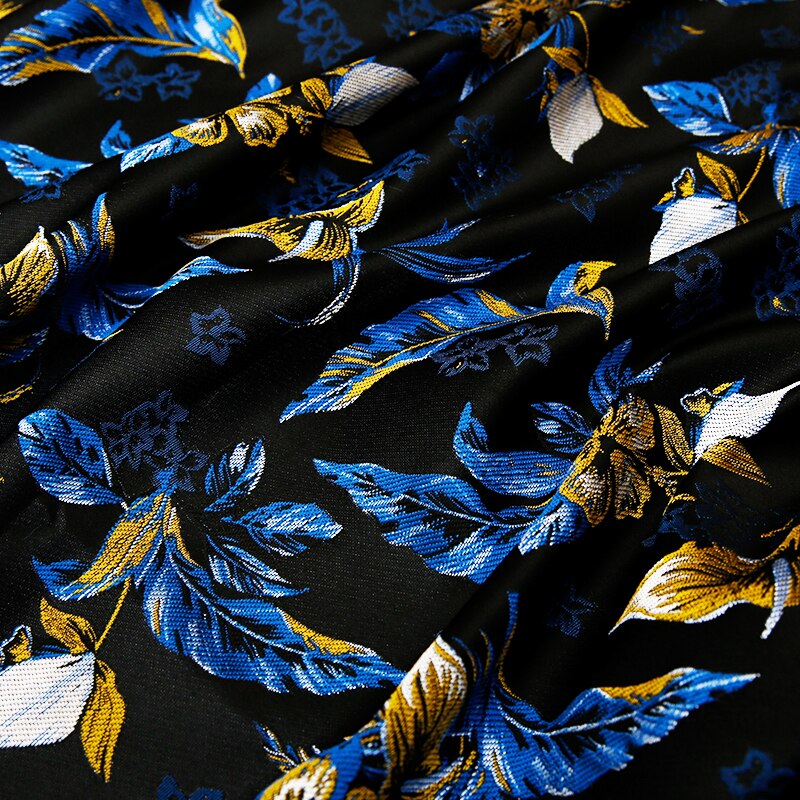 Satin jacquard tøj stoffer let luksus stof symaterialer til kjoler satin kjole og kjole med broderi: Blå / 50 x 145cm