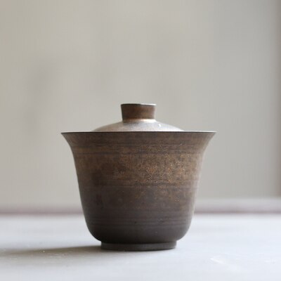 Pinny forgyldt retro gaiwan håndlavet rust glasur te terrin kinesisk kung fu te sæt te ceremoni tilbehør keramik drinkware: B