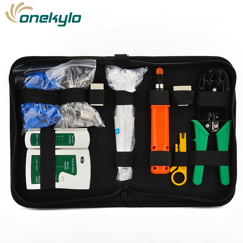Kit de ferramentas de reparo rj45 rj11 rj12 cat5 cat5e, conserto de rede lan portátil, testador de cabo, alicate de descascar, crimpador de plugue, braçadeira conjunto de pc