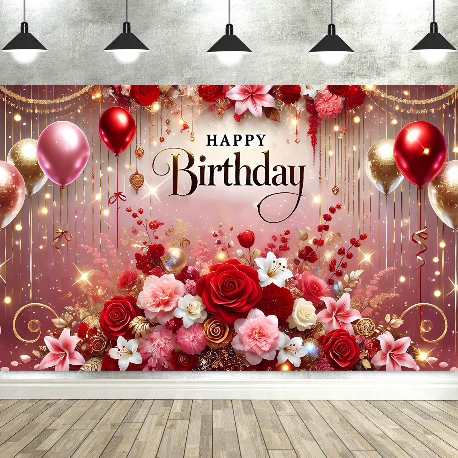 Dewprint Happy Birthday Backdrop Banner for Women Party Decorations Photoshoot Photography Background Curtains Screen Props: VIOLET/紫罗兰 / 150*300