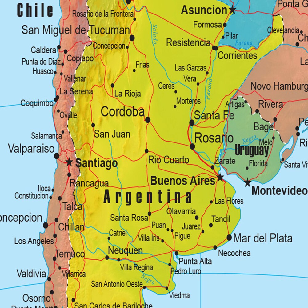 59*84cm Map of The South America Spray Canvas Painting Wall Art Poster Living Room Home Decor Children School Supplies