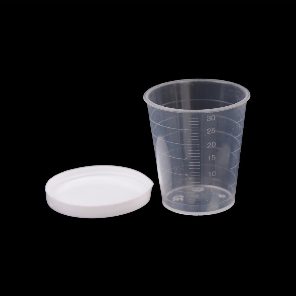 10Pcs/set 30ml Plastic Graduated Laboratory Bottle Lab Test Measuring Container Cups with Cap Plastic Liquid Measuring Cups