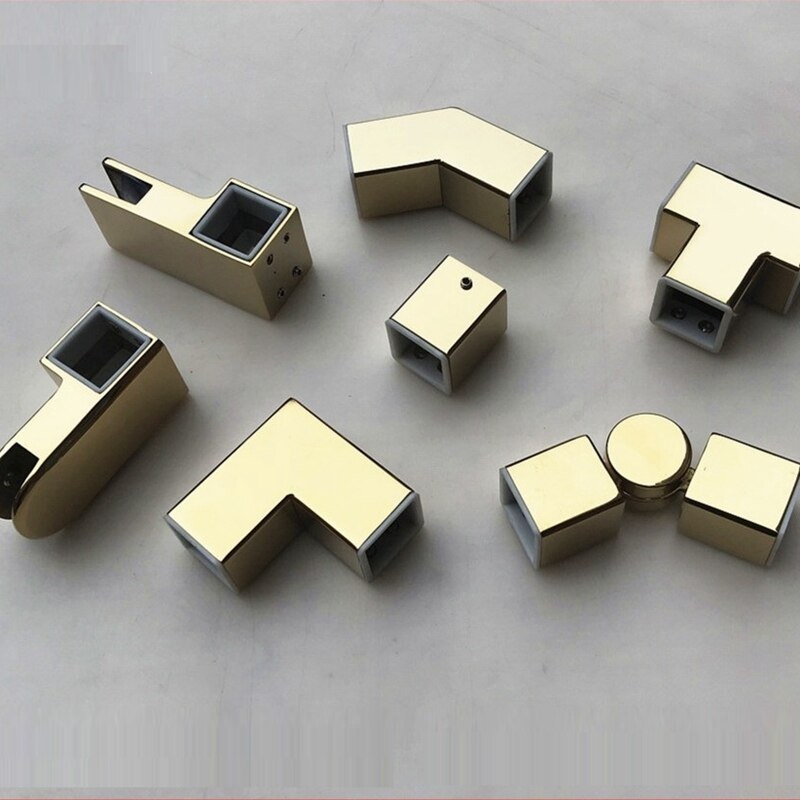 304 Stainless Steel Titanium Gold Square Shower Room Pull Rod Fittings Bathroom Glass Fixed Clip Pull Rod Glass Flange