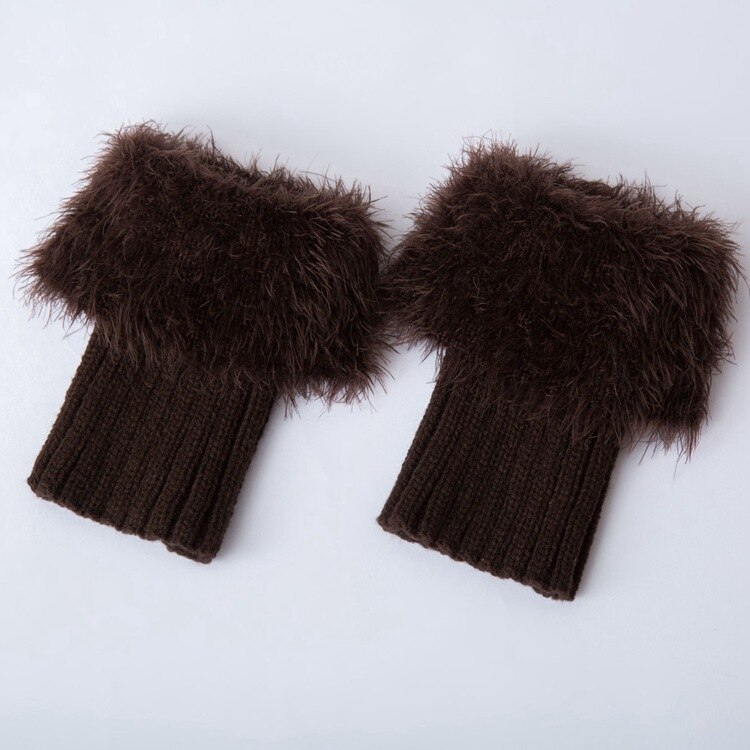 Pure Kleur Imitatie Bont Warm Womens Winter Warm Haak Knit Fur Trim Beenwarmers Manchetten Toppers Boot Sokken 3 Paar/partij