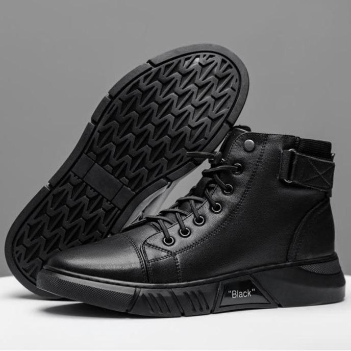 Martini-Botas de cuero para hombre, zapatos informales a la , mocasines de piel, color negro, para Primavera e Invierno