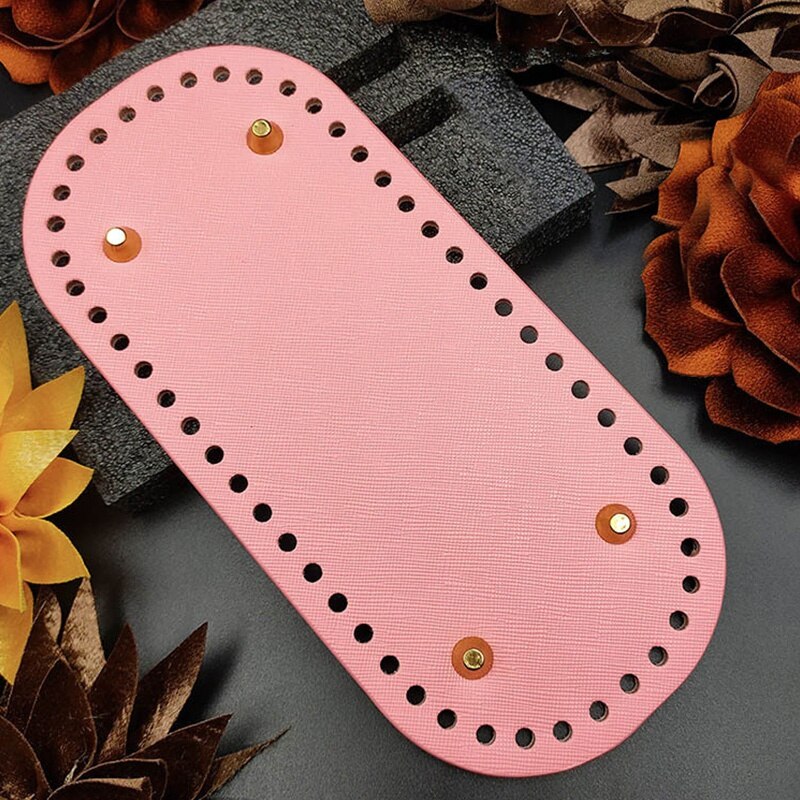 1PC Handbag Making Purse Bag Bottom Base Shaper Oval DIY Tote Bag Leather Accessories 10x22cm: pink