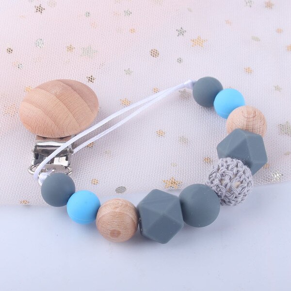 Baby Pacifier Clip Silicone beads Teether Pacifier Holders Teething Toy Attache Clip Baby dummy clip Infant Feeding Baby: 3