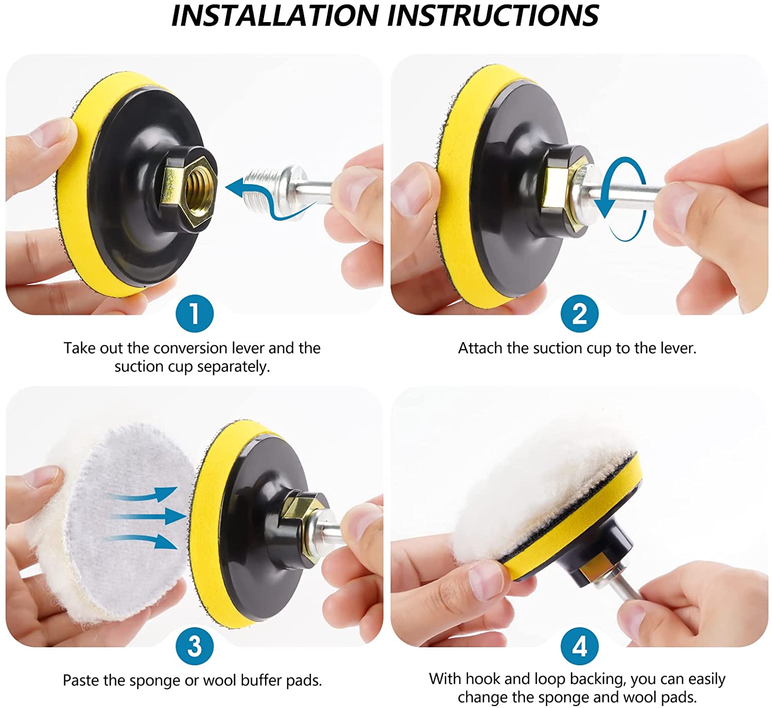 22Pcs 3 Inch 75Mm Auto Buffing Pads Kit, Voor Auto Boren, Polijsten, Slijpen, en Waxen (18Pcs + 2 Boor Adapters + 2 Zuignappen)