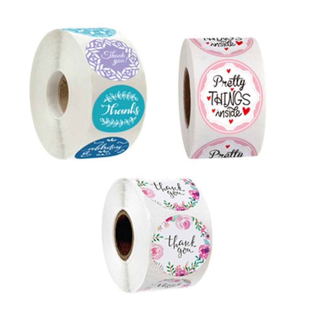 Installeren Diy Dank U Bloemen Patroon Bruiloft Decoratie Stickers Koperen Plaat Zelfklevend Materiaal Ronde 1 Inch