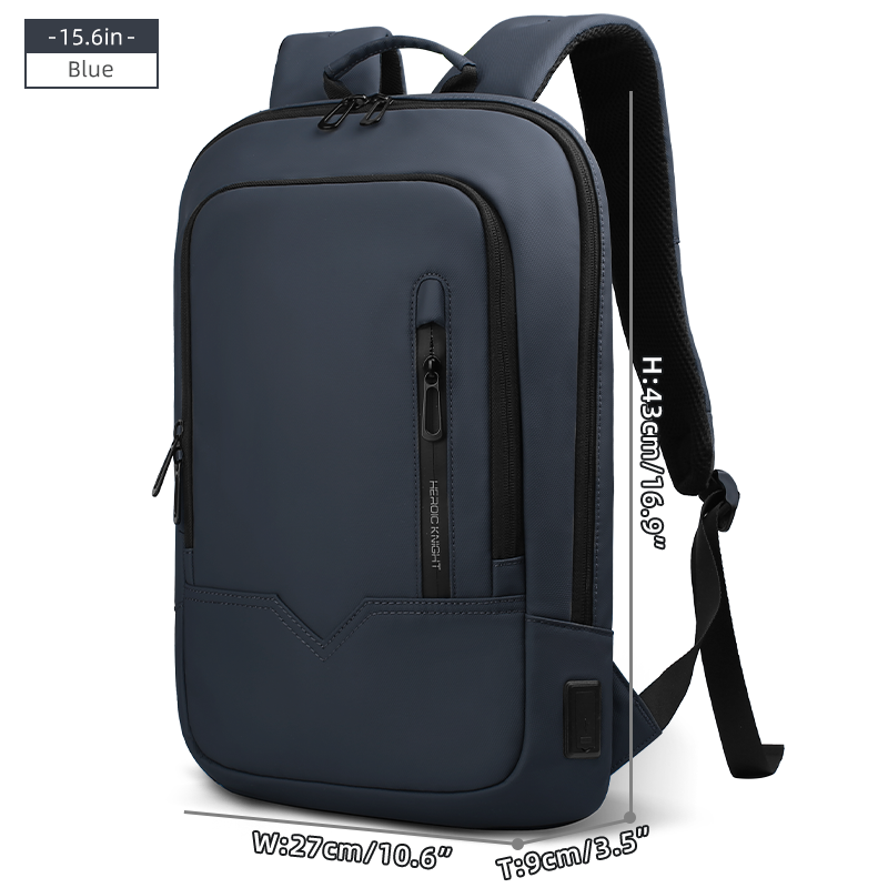 Mochila de trabajo para ordenador portátil Heroic Knight, mochila delgada impermeable multifuncional de 15,6 "17", mochila de viaje de negocios, bolso escolar de para hombre: Azul