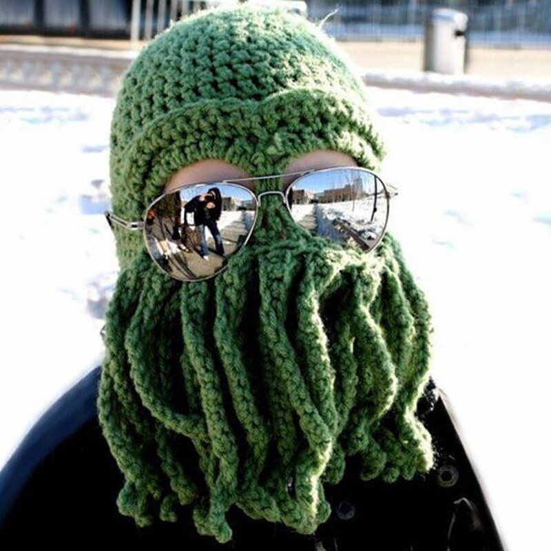 Novelty Funny Party Octopus Beard Hat Unisex Animal Cthulu Crocheted Tentacle Knit Wind Mask Ski Cap Halloween Hats