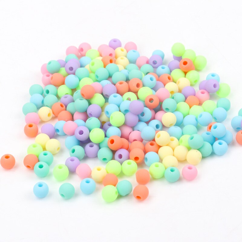 Items 6mm 200pcs Random Mixed Acrylic Ball Beads Rubber Frosted Spacer Round beads YKL0127-6X