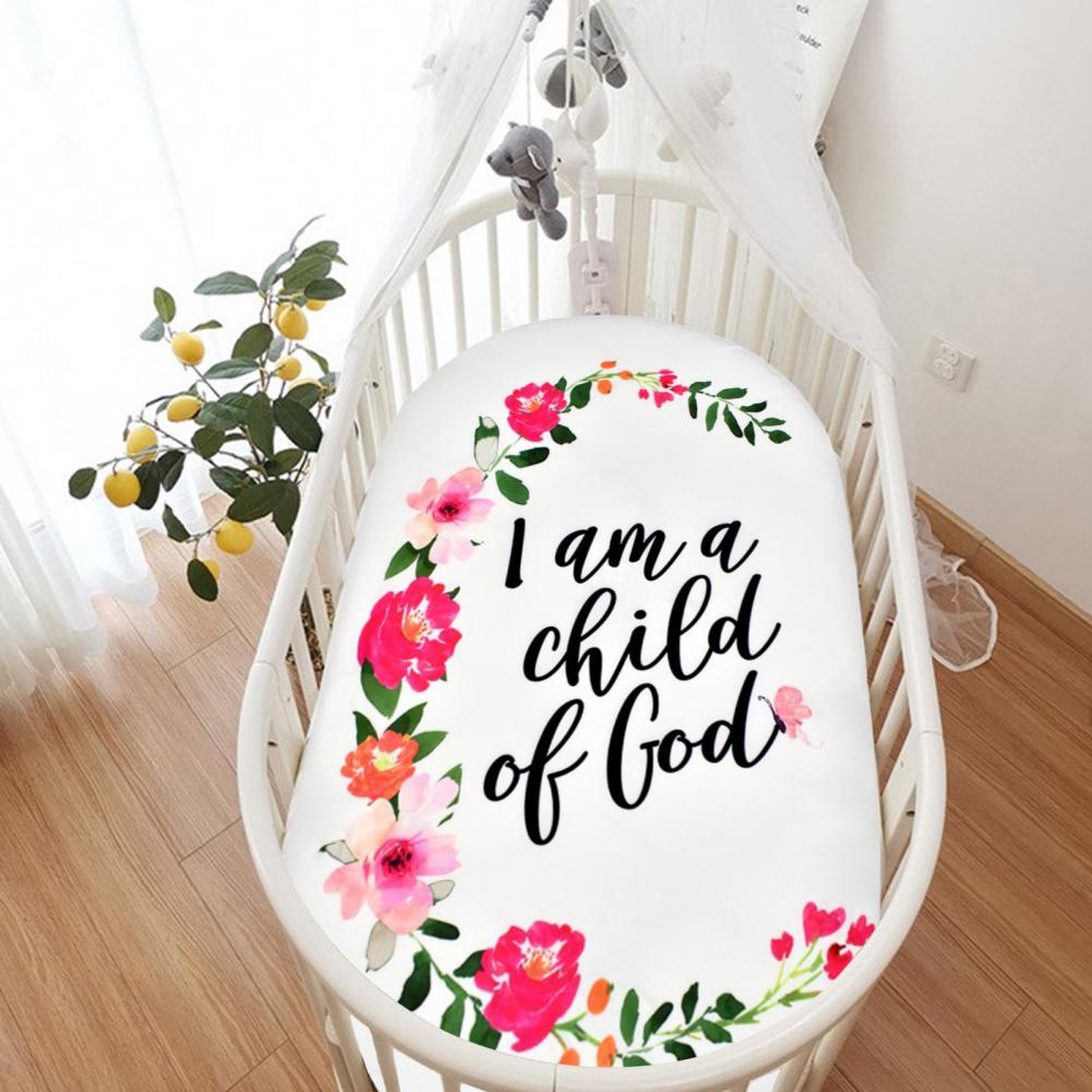Funda de colchón con de flores, sábanas de cuna de LICRA extraíble para bebé, accesorios infantiles