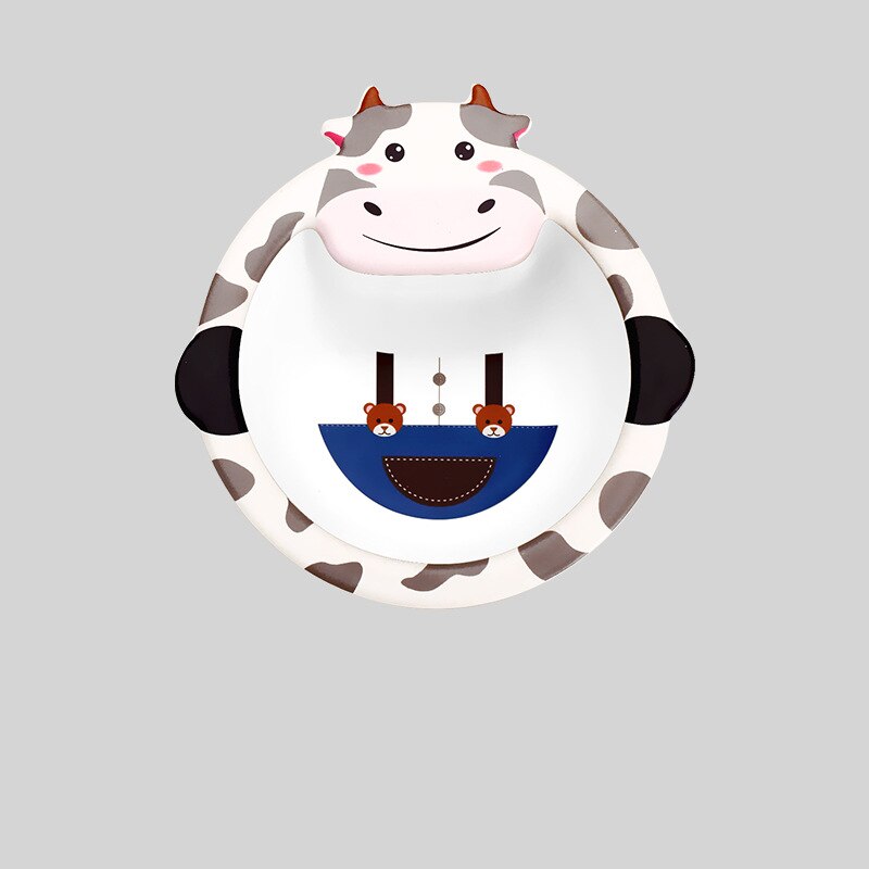 Stevige babyvoedingskom eco bamboe servies antislip servies voor het voeden van baby's borden cartoon kinderen bamboe bord
