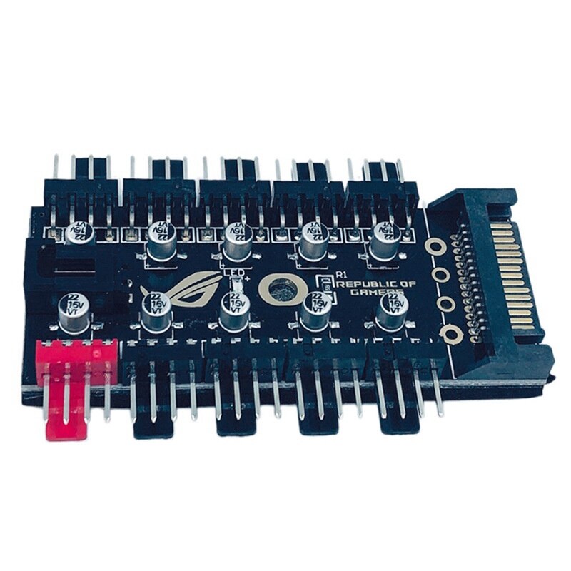 Intelligent Temperature Control Pwm 4Pin 4 Pin Fan Hub 10 Way Controller with Big 4P Port and SATA Port Power Supply
