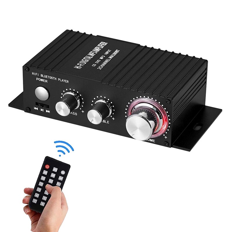 Mini Bluetooth Audio Amplifier Receiver Stereo Power Amp Remote USB Music Player: Default Title
