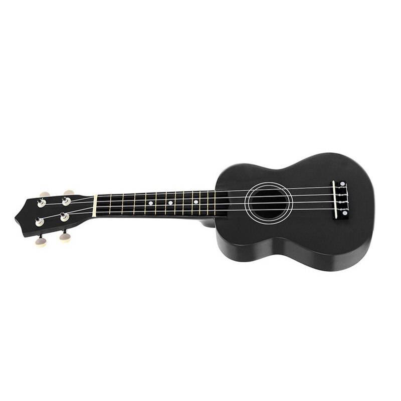 Top 21 tommer sopran ukulele 4 strenge hawaiisk guitar uke + streng + pick for begyndere børn (sort)