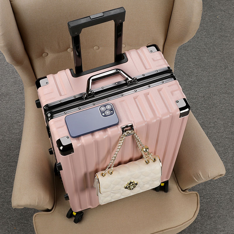 Aluminum Frame Suitcase Universal Wheel Boarding Rolling Luggage Lightweight Trolley Case Combination TSA Lock 20/22/24/26 Inch: SKY BLUE / 24Inches 600mm