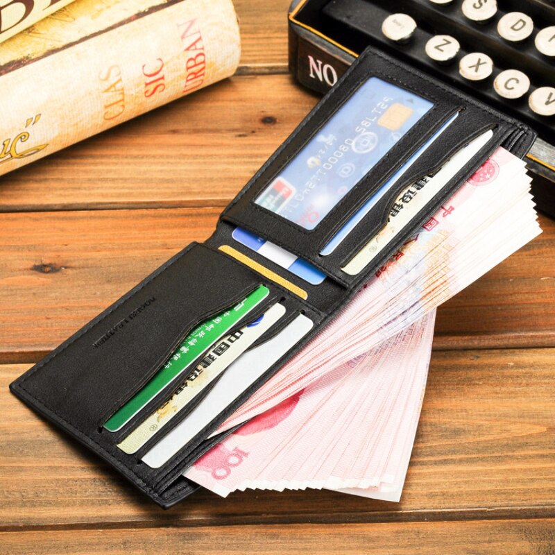 Purse Retro Slim Short Bifold Wallet for Men Business ID Card Holders Purses Male Men's Wallet Small Leather Cards Wallets