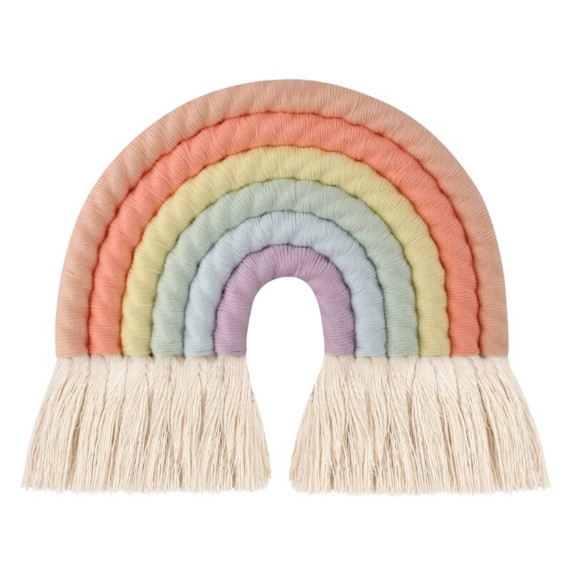 Nodic Stijl 8 Lijnen Hand Geweven Rainbow Macrame Wandtapijt Baby Jongens Baby Meisjes Kids Room Decor Muur Opknoping Decor speelgoed Home Decor: A 6 layers-20x24cm