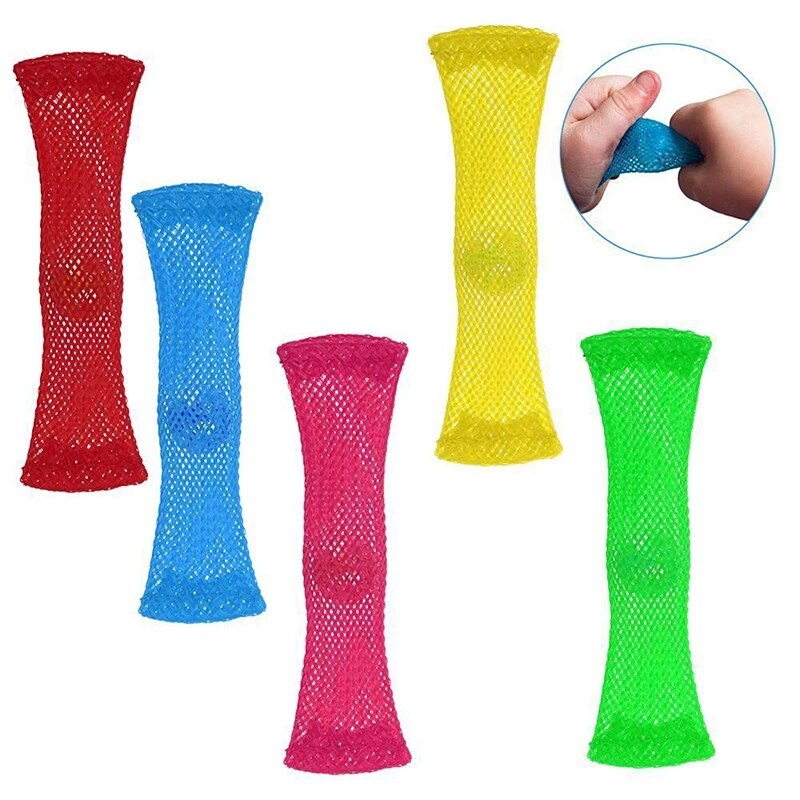 Tube de maille tissé avec billes balle autisme tdah anxiété thérapie jouets serrant Vent soulagement du Stress main Fidget jouet