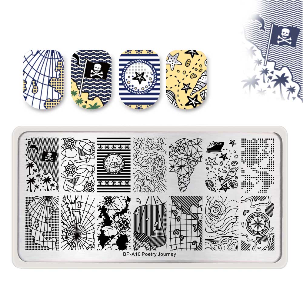 Geboren Pretty Stamping Plates Kit Xmas Bloemen Rvs Nail Art Stencil Nail Stempel Template Nail Accessoires 5 Stks/set: BP-A10