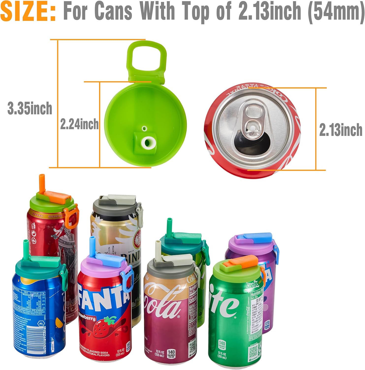 Soda Can Lids with Straw,Silicone Straws Soda ​Can Covers Lid,Reusable for Can Covers for Soda, Beverage, Juice,Seltzer
