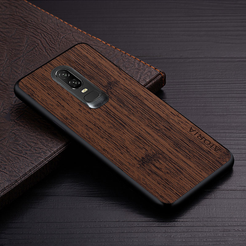 Funda para Oneplus 6 6T 7 7T Pro funda de madera de bambú patrón de cuero funda de teléfono coque de lujo para Oneplus 6 7 6t 7t pro funda capa