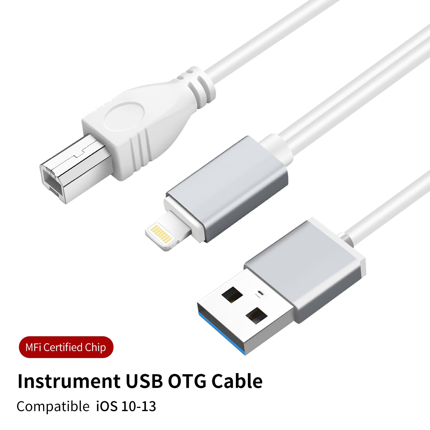 MeloAudio OTG Cable with USB Charging Interface Type B to Midi Controller Compatible iOS Devices to Electronic Music Instrument