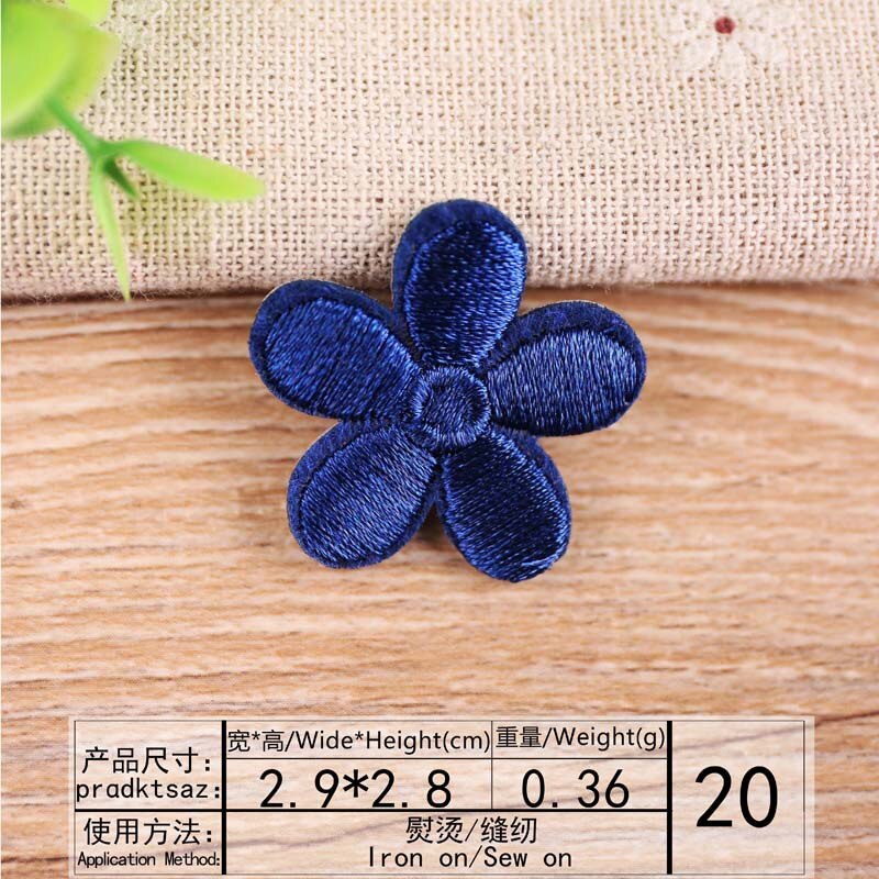 Parches bordados pequeños de flor de Sol para ropa, apliques de decoración de ropa para niños, insignia de rayas, agujero de tela, reparación DIY: 20Blue