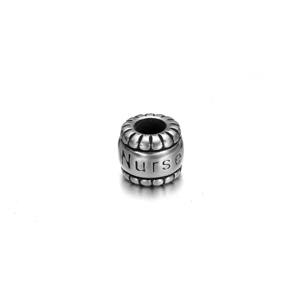 Perline Eruopean in acciaio inossidabile 5mm fori cursori incantesimi per padella serpente catena bracciale creazione di gioielli accessori fai da te: Grigio