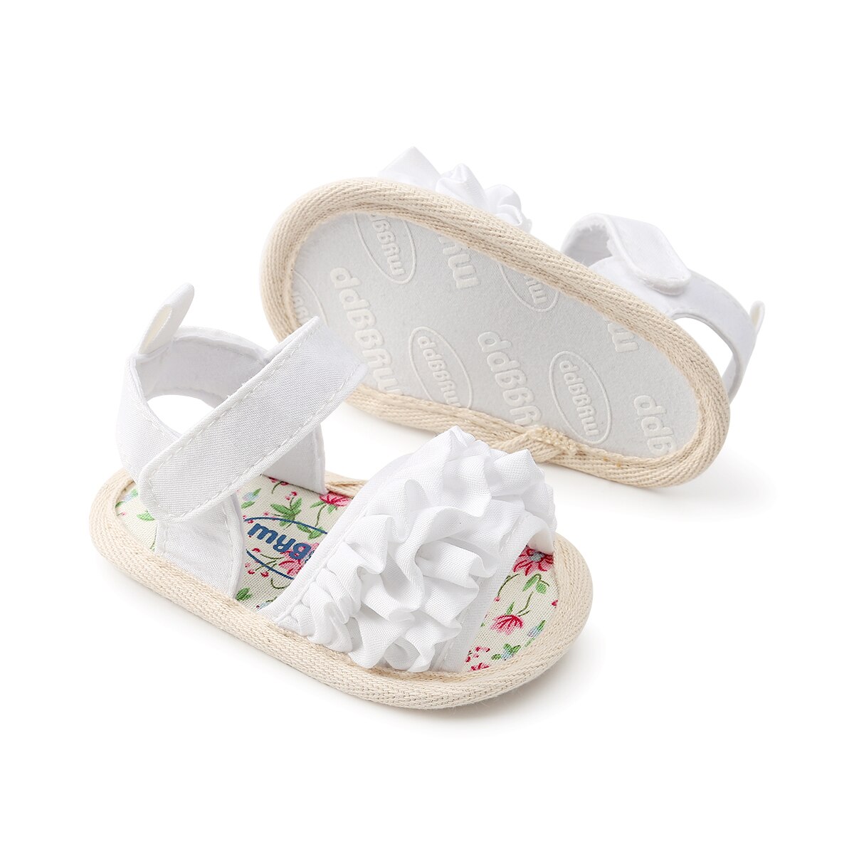 Citgeett Toddler Infant Baby Girl Flower Summer Casual Crib Shoes Floral Cute Summer First Walker: white / 13-18 Months