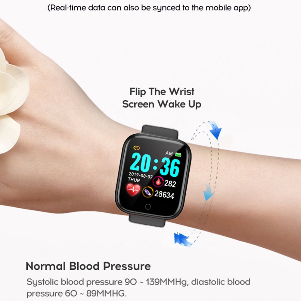 2PCS Y68 Smart Watch Fitness Tracker Blood Pressure Smartwatches Waterproof Heart Rate Monitor Bluetooth Smart Wristwatch