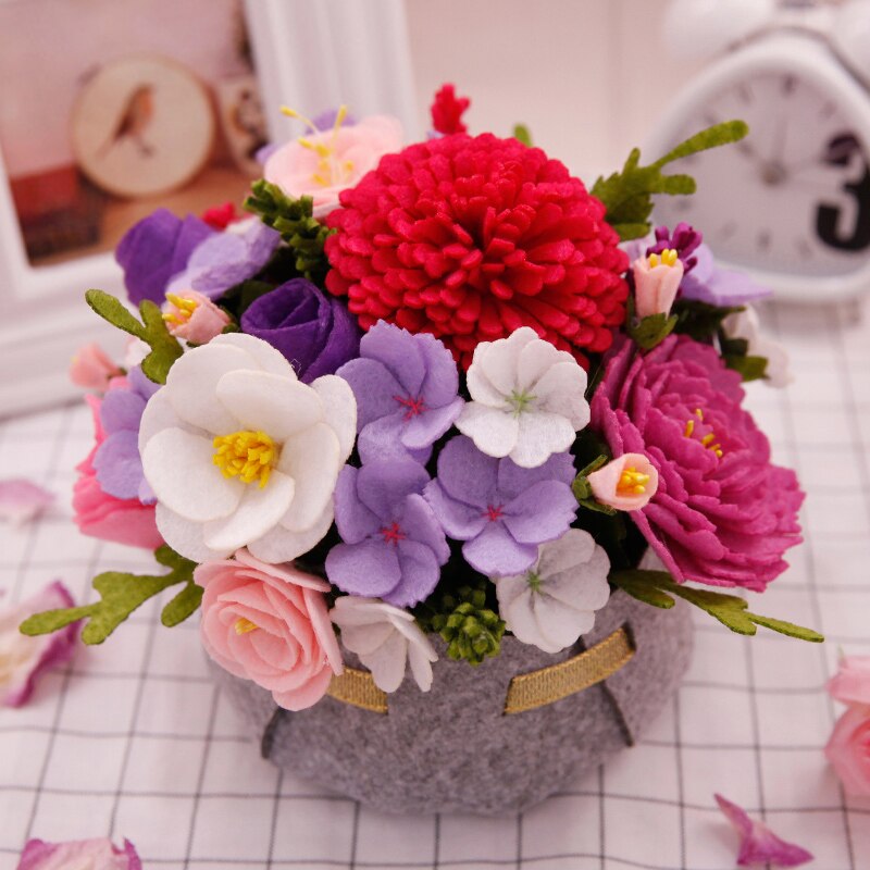 DIY Artificial Flowers Women Handmade Living Room Bouquet Decoration Felt Flowers for Home Garden Decor Felt DIY Package