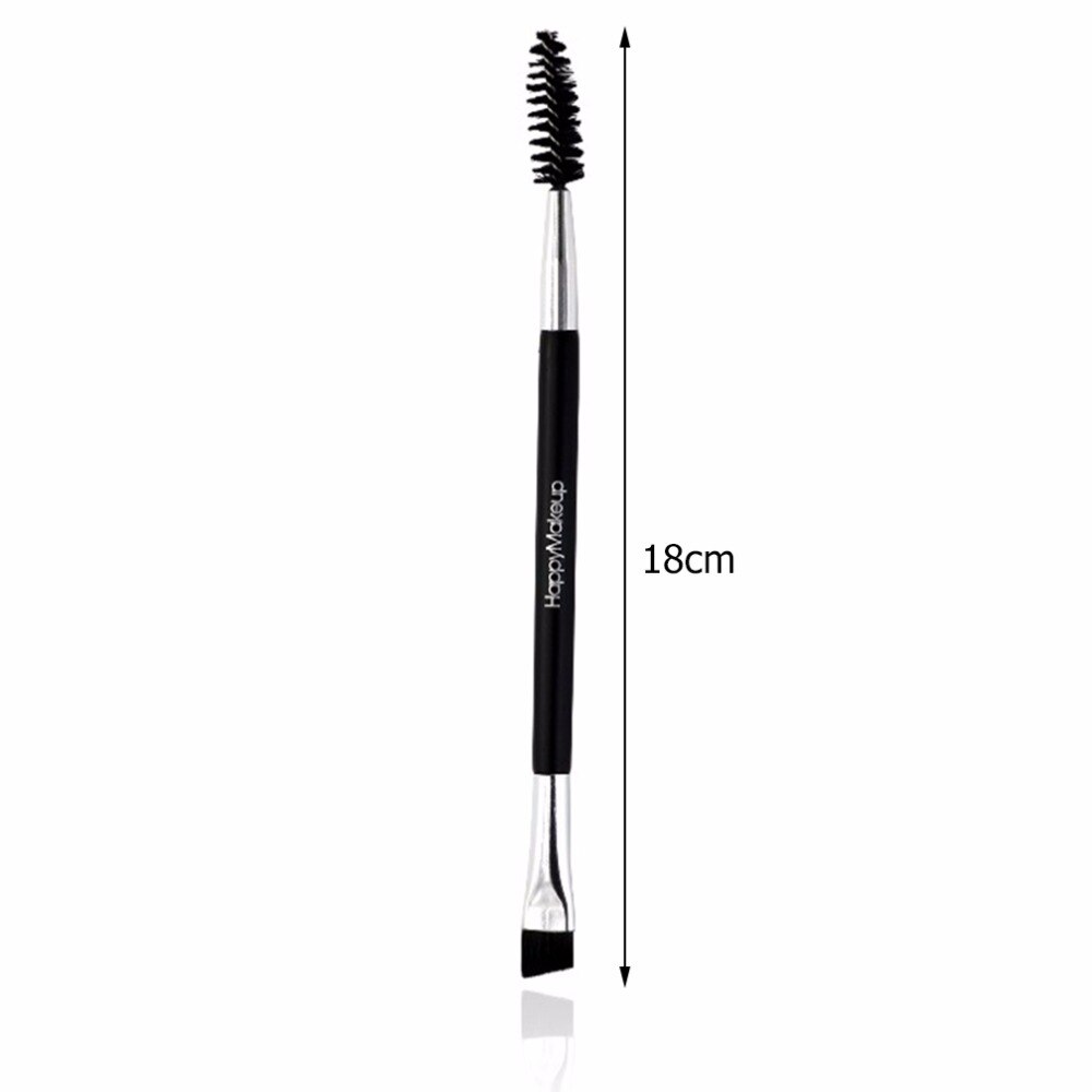 Pinceles de maquillaje de ojos faciales portátiles para mujeres, herramienta cosmética de cepillo de cejas, doble cabeza, mango de madera, pestañas, brocha para mejillas, peine