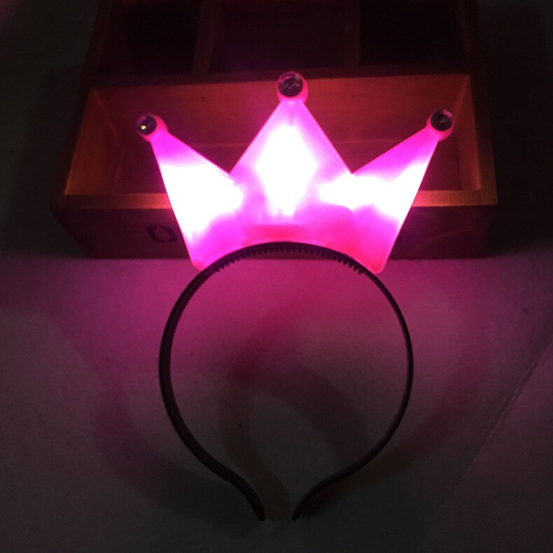 Colorful Princess Tiara Crown LED Flashing Headband Kids Adult Light Up Birthday Rave Glow Party Year Christmas Xmas Navidad: pink