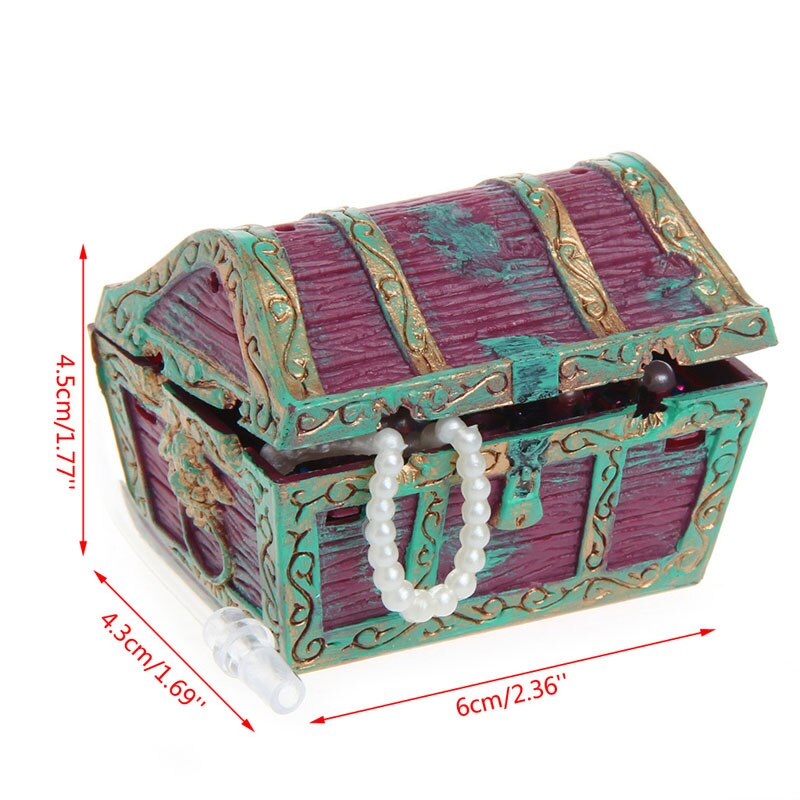 Treasure Chest Shaped Aquarium Air Action Ornament Fish Tank Aquascaping Decor