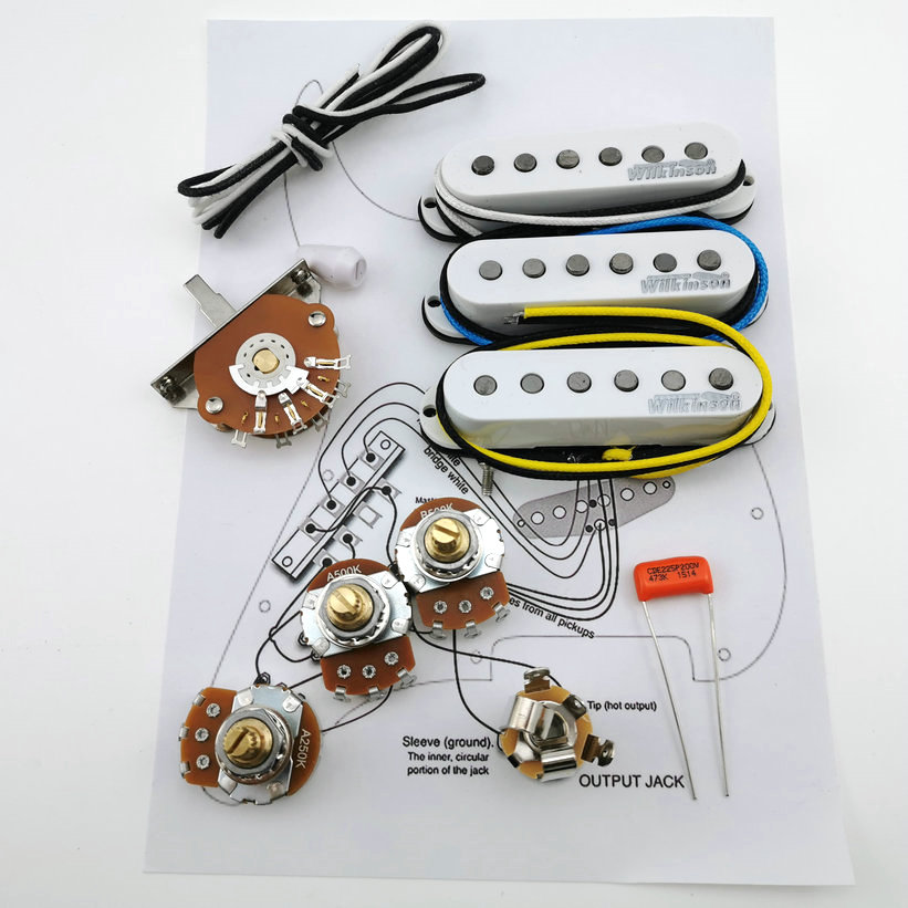 Wilkinson Wvs 60's Alnico5 Sss Single Coil Gitaar Pickups Met Alpha 250K Koperen As Bedrading Kit Voor-Stra /1 Set