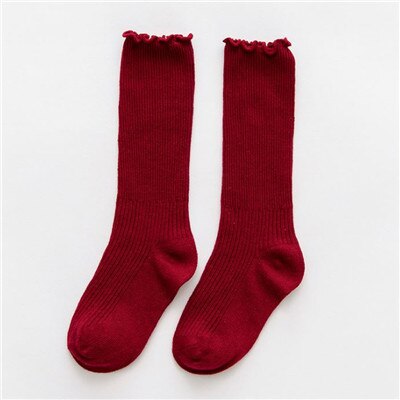 Unisex Cute Solid Color Cotton Blend Crew Calf Length Tube Socks For Girls Boys 72XC: Red / 4-6T