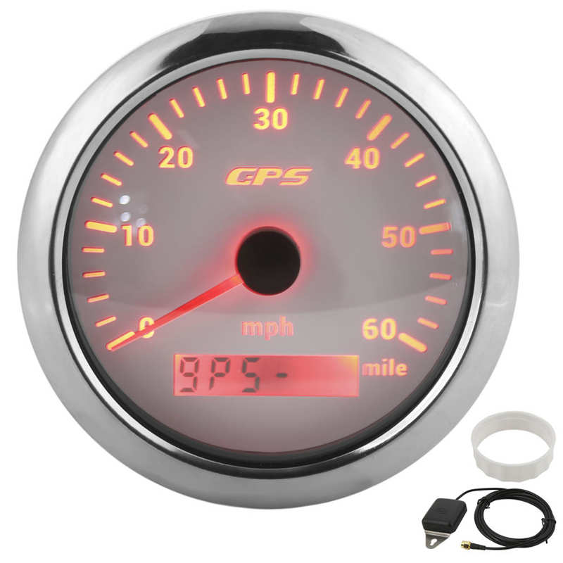 Speed Odometer GPS Speedometer Adjustable Backlight IP67 Waterproof for Boats for RVs: white