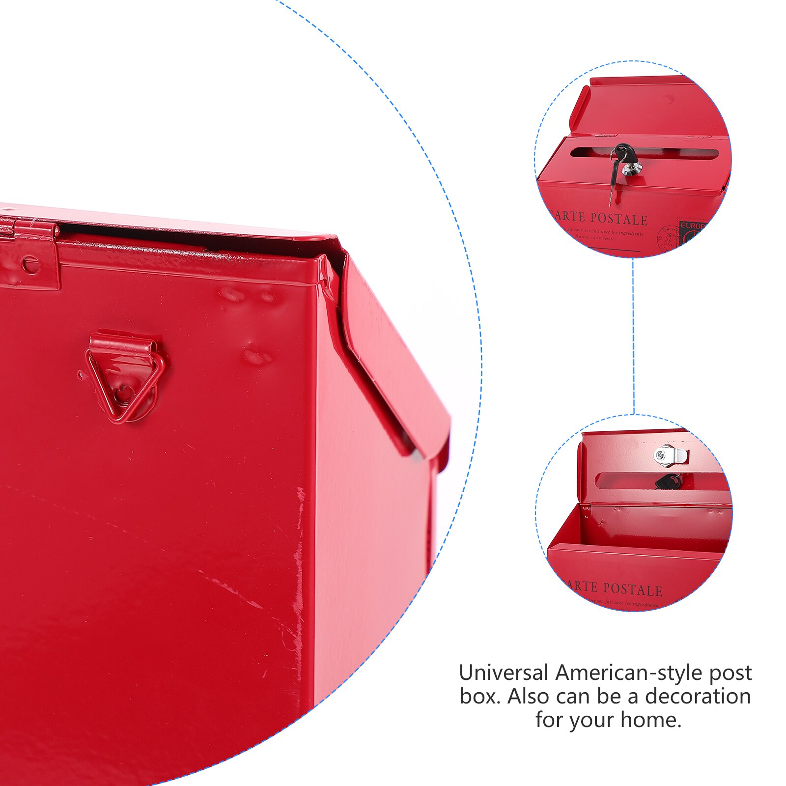 Locking Letter Box Vintage Mailbox Wall Mount Postal Letter Box Newspaper Box